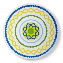 Add salad to your backyard menu and serve it on this ornate and colorful plate, crafted in melamine for versatile outdoor dining. Add salad to your backyard menu and serve it on this ornate and colorful plate, crafted in melamine for versatile outdoor dining.