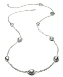Alfani's long station necklace lengthens your elegance with glass stone accents. Crafted in hematite tone mixed metal. Approximate length: 42 inches. Alfani's long station necklace lengthens your elegance with glass stone accents. Crafted in hematite tone mixed metal. Approximate length: 42 inches.