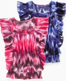 Add some flare. She'll be radiating style in this fun, flutter-sleeve shirt from Epic Threads. Add some flare. She'll be radiating style in this fun, flutter-sleeve shirt from Epic Threads.