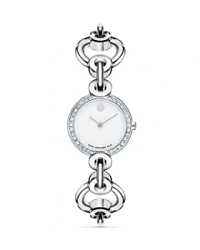 Women's Circlo® bracelet watch in stainless steel diamond-set case with white Museum dial.