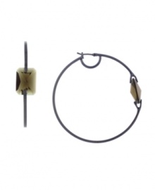 A perfect circle. Vince Camuto's stylish hoop earrings shimmer with the addition of a rectangular crystal stone and a hematite tone mixed metal setting. Approximate diameter: 2-1/2 inches. A perfect circle. Vince Camuto's stylish hoop earrings shimmer with the addition of a rectangular crystal stone and a hematite tone mixed metal setting. Approximate diameter: 2-1/2 inches.