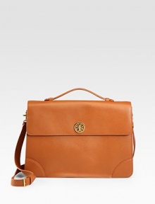 An impeccably structured flap bag crafted from luxe saffiano leather in a convertible top-handle silhouette.Top handle, 1¾ dropRemovable adjustable shoulder strap, 21-23½ dropTurnlock flap closureThree inner compartmentsOne inside zip pocketTwo inside open pocketsFully lined15W X 10½H X 3½DImported An impeccably structured flap bag crafted from luxe saffiano leather in a convertible top-handle silhouette.Top handle, 1¾ dropRemovable adjustable shoulder strap, 21-23½ dropTurnlock flap closureThree inner compartmentsOne inside zip pocketTwo inside open pocketsFully lined15W X 10½H X 3½DImported