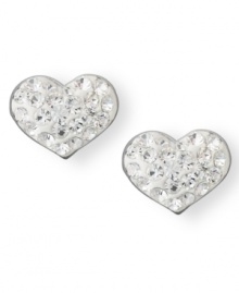 Say it with sparkle. Unwritten's heart-shaped stud earrings in crystal and sterling silver make the perfect gift for a loved one. Approximate diameter: 1/3 inch. Say it with sparkle. Unwritten's heart-shaped stud earrings in crystal and sterling silver make the perfect gift for a loved one. Approximate diameter: 1/3 inch.