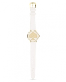 Done up in gold and white, kate spade new york's metro strap watch makes a stand out statement. Wear it seven days a week to feel like the queen of spades