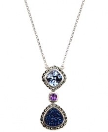 Letter perfect. A striking Y silhouette sets apart this pretty marcasite pendant necklace from Judith Jack. Featuring a blue agate druzy (2-1/2 ct. t.w.), synthetic spinel (1/3 ct. t.w.) and corundum (5/8 ct. t.w.), it's set in sterling silver. Approximate length: 16 inches. Approximate drop: 1-3/8 inches.