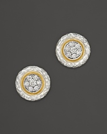 White silver and yellow 24K gold mingle with brilliant pavé diamonds.