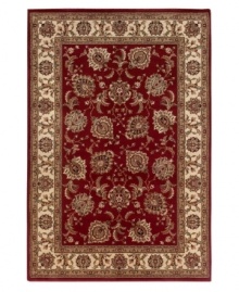 Inspired by classic Persian art and culture, this rug features an arresting color palette of burnt red and neutral hues and a beautiful, curvilinear floral pattern. Easy-care polypropylene ensures durability. Inspired by classic Persian art and culture, this rug features an arresting color palette of burnt red and neutral hues and a beautiful, curvilinear floral pattern. Easy-care polypropylene ensures durability.