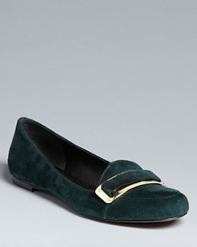 Rachel Zoe gives these elegant, menswear-inspired smoking flats extra panache with distinctive gold buckle details.