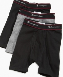 A snug and sporty fit keeps your on-the-go boy supported with these boxer briefs from Champion. A snug and sporty fit keeps your on-the-go boy supported with these boxer briefs from Champion.
