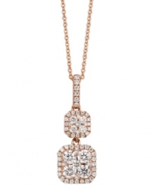 Square appeal. Le Vian's necklace and pendant, set in 14k rose gold, light up the night with diamonds (5/8 ct. t.w.) in stunning fashion. Approximate length: 18 inches. Approximate drop: 1 inch. Square appeal. Le Vian's necklace and pendant, set in 14k rose gold, light up the night with diamonds (5/8 ct. t.w.) in stunning fashion. Approximate length: 18 inches. Approximate drop: 1 inch.