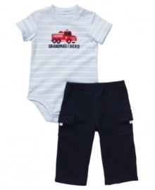 Let everyone know just how grandma feels about the little guy in this sweet two-piece set from Carters. Included: bodysuit and pants. Let everyone know just how grandma feels about the little guy in this sweet two-piece set from Carters. Included: bodysuit and pants.