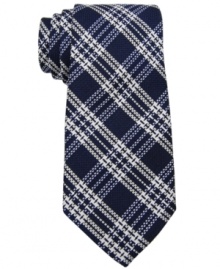 Skip the stripes and head straight for the prepster plaid of this Tommy Hilfiger tie. Skip the stripes and head straight for the prepster plaid of this Tommy Hilfiger tie.