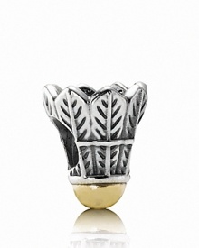 PANDORA's sterling silver and 14K gold badminton birdie charm is exudes a sporty sensibility. PANDORA's sterling silver and 14K gold badminton birdie charm is exudes a sporty sensibility.