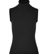 Start off the new season in luxe feminine style with Malos super soft cashmere sleeveless turtleneck - Turtleneck, fine ribbed trim - Form-fitting - Team with statement jewelry, blazers and jet black separates, or with a fur jacket and tailored trousers for a contemporary-chic finish