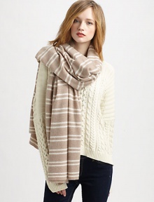 This over-sized, striped scarf is ultra-luxe in cozy cashmere.CashmereAbout 81 X 36Dry clean or hand washImported This over-sized, striped scarf is ultra-luxe in cozy cashmere.CashmereAbout 81 X 36Dry clean or hand washImported