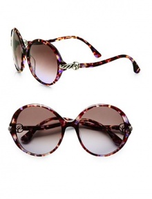 From the Signature Cable Collection. These over-sized, round frames are accented with logo and cable metal end pieces. Available in tortoise lavender with brown-tan gradient lens. Cable and logo accented temples100% UV protectionImported From the Signature Cable Collection. These over-sized, round frames are accented with logo and cable metal end pieces. Available in tortoise lavender with brown-tan gradient lens. Cable and logo accented temples100% UV protectionImported