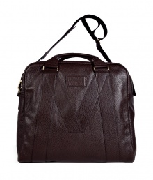 With subtle logo details, this textured leather carryall is a luxe travel essential - Large square shape, top carrying handles and convertible shoulder strap, top zip closure, big M logo detail on front and back, embossed front logo plaque, small internal pocket - Perfect for stylish jet-setting or a quick weekend jaunt With subtle logo details, this textured leather carryall is a luxe travel essential - Large square shape, top carrying handles and convertible shoulder strap, top zip closure, big M logo detail on front and back, embossed front logo plaque, small internal pocket - Perfect for stylish jet-setting or a quick weekend jaunt