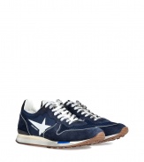 Luxe with a sporty edge, these running sneakers from Golden Goose will kick your style into high gear - Round toe, lace-up style, side star detail, contrasting rubber sole - Pair with hoodies and jeans, or flannel button-downs, leather jackets and cords