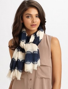 Lace stripes and that unmistakable logo detail this soft scarf with eyelash fringe hem.35 X 73ViscoseDry cleanImported Lace stripes and that unmistakable logo detail this soft scarf with eyelash fringe hem.35 X 73ViscoseDry cleanImported