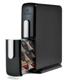 Out of sight, always on the mind. Store your favorite blends and brews in this countertop essential, so a gourmet cup is always only an arm's length away. Holding up to 24 K-Cups, the slim, space-saving design features two drawers for even more order and organization. Out of sight, always on the mind. Store your favorite blends and brews in this countertop essential, so a gourmet cup is always only an arm's length away. Holding up to 24 K-Cups, the slim, space-saving design features two drawers for even more order and organization.