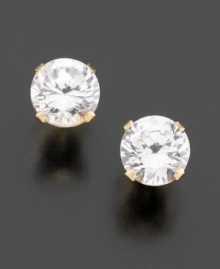 Step into the spotlight. Round-cut cubic zirconia is set in 14k gold (3-1/2 ct. t.w.). Step into the spotlight. Round-cut cubic zirconia is set in 14k gold (3-1/2 ct. t.w.).