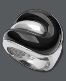Stand out in contrasting colors. This polished statement ring highlights swirling onyx (5 mm x 25 mm) set in sterling silver. Size 7. Stand out in contrasting colors. This polished statement ring highlights swirling onyx (5 mm x 25 mm) set in sterling silver. Size 7.