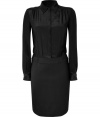 Exquisitely tailored with an undercurrent of ultra modern elegance, Philosophy di Alberta Ferrettis mixed-media dress is a super sophisticated choice - Shirt-style long sleeved top with pleated yolk, form-fitting skirt with belt loops - Softly tailored fit - Pair with flawless pumps and a ladylike handbag