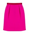 Finish your look on an impossibly feminine note with Tara Jarmons fuchsia pleated wool skirt, perfect for showcasing breezy tops and statement accessories - Hidden back zip, contrast grosgrain waistline with flat bow detail, full skirt - Style with romantic silk blouses and platform pumps