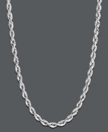 Get fit to be tied with this chic rope chain. Necklace features a hollow rope link crafted in 14k white gold. Approximate length: 20 inches. Approximate width: 1.8 mm. Get fit to be tied with this chic rope chain. Necklace features a hollow rope link crafted in 14k white gold. Approximate length: 20 inches. Approximate width: 1.8 mm.