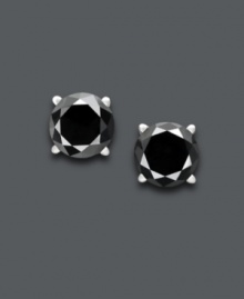 Precision style in a bold, new color! Diamonds take an edgy turn in this statement-making shade. Round-cut black diamonds (8 ct. t.w.) stand out against a polished, 14k white gold post setting. Approximate diameter: 8-6/10 to 9-2/10 mm. Precision style in a bold, new color! Diamonds take an edgy turn in this statement-making shade. Round-cut black diamonds (8 ct. t.w.) stand out against a polished, 14k white gold post setting. Approximate diameter: 8-6/10 to 9-2/10 mm.