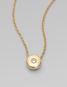 This delicate chain of 18k yellow gold features a sliding pendant richly punctuated by a sparkling diamond.Diamond, 0.07 tcw 18k yellow gold Pendant diameter, about ¼ Chain length, about 16 Lobster clasp Imported This delicate chain of 18k yellow gold features a sliding pendant richly punctuated by a sparkling diamond.Diamond, 0.07 tcw 18k yellow gold Pendant diameter, about ¼ Chain length, about 16 Lobster clasp Imported