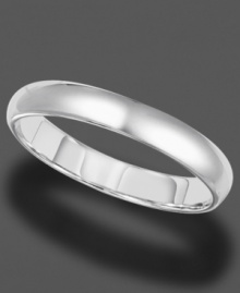 With a rounded edge and slender band, this gleaming 14k white gold ring is perfect for every day. Size 8.5-13. With a rounded edge and slender band, this gleaming 14k white gold ring is perfect for every day. Size 8.5-13.
