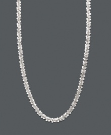 Sleek and elegant. Nothing spells essential like a simple chain necklace. Crafted in 14k white gold, this chain features an intricate faceted design. Approximate length: 16 inches. Sleek and elegant. Nothing spells essential like a simple chain necklace. Crafted in 14k white gold, this chain features an intricate faceted design. Approximate length: 16 inches.