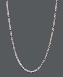 Add an extra element of style to your look. This pretty necklace features a diamond cut wheat chain set in 14k white gold. Approximate length: 20 inches. Add an extra element of style to your look. This pretty necklace features a diamond cut wheat chain set in 14k white gold. Approximate length: 20 inches.