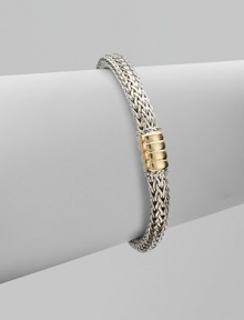 From the Bedeg Collection. A braided sterling silver chain with a beautifully radiant 18k gold station closure. 18k goldSterling silverLength, about 7½Push clasp closureImported 