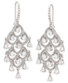 Reach for the glamour. Carolee's chandelier earrings are crafted from silver-tone mixed metal with glass crystals and stones providing a lustrous touch. Approximate drop: 2-1/8 inches.