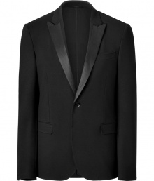 Elegant blazer in a subtle, black rayon and nylon blend - Classic look in a tuxedo style - With glamorous satin lapels, cut deep and narrow - Dreamy single breasted style with flap pockets, chest pocket, narrow sleeves, accentuated shoulders - Nice slim fit, comfortable and supple, thanks to the spandex content - Wear on festive, classy occasions Elegant blazer in a subtle, black rayon and nylon blend - Classic look in a tuxedo style - With glamorous satin lapels, cut deep and narrow - Dreamy single breasted style with flap pockets, chest pocket, narrow sleeves, accentuated shoulders - Nice slim fit, comfortable and supple, thanks to the spandex content - Wear on festive, classy occasions