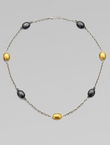 Beautifully textured stations in two-tone sterling silver and radiant 24k gold on a sterling silver link chain. Two-tone sterling silver24k goldLength, about 16 to 18 adjustableLobster clasp closureImported Beautifully textured stations in two-tone sterling silver and radiant 24k gold on a sterling silver link chain. Two-tone sterling silver24k goldLength, about 16 to 18 adjustableLobster clasp closureImported