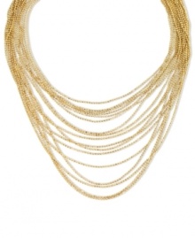 Layers of golden sun. Gorgeous multi-chains stand out on this long strand necklace from 2028. Crafted in gold tone mixed metal. Approximate length: 15 inches + 3-inch extender.