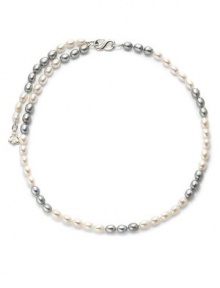 THE LOOKPearls collection8mm white and grey oval pearlsBee charm accentSterling silver setting S hook with latch closure THE MEASUREMENTLength, about 22ORIGINMade in USA THE LOOKPearls collection8mm white and grey oval pearlsBee charm accentSterling silver setting S hook with latch closure THE MEASUREMENTLength, about 22ORIGINMade in USA