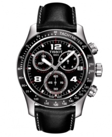 Keep moving forward with the Swiss-made accuracy of this V-8 collection watch from Tissot.