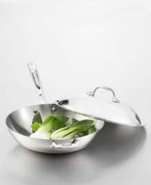 This 12 copper core covered chef's pan offers superb heat conductivity and distribution. You won't get hot spots, so food cooks evenly. Stainless steel exterior layer with a band of copper for accent. The pan has a copper core surrounded by two layers of aluminum and a stainless steel cooking surface. Polished stainless steel handles stay cool during cooking and are secured with sturdy, non-corrosive rivets. Stainless steel lid fits flush to pan so you can seal in the food's flavor. Hand wash, as dishwasher use will deteriorate the pan's exterior beauty. This 12 copper core covered chef's pan offers superb heat conductivity and distribution. You won't get hot spots, so food cooks evenly. Stainless steel exterior layer with a band of copper for accent. The pan has a copper core surrounded by two layers of aluminum and a stainless steel cooking surface. Polished stainless steel handles stay cool during cooking and are secured with sturdy, non-corrosive rivets. Stainless steel lid fits flush to pan so you can seal in the food's flavor. Hand wash, as dishwasher use will deteriorate the pan's exterior beauty.