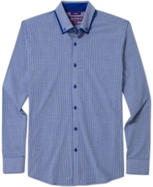 Lose an inch or two for sleek prepster style. This slim-fit shirt from American Rag locks down your look.