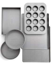Stars, stripes & amazing taste! USA Pan brings the best of baking into your home with a made-in-America design that is eco-friendly and loved by professionals. Stocking your kitchen with the baker's essentials, this set features an Americoat© plus finish that easily releases treats and cleans up quick. Lifetime warranty. Stars, stripes & amazing taste! USA Pan brings the best of baking into your home with a made-in-America design that is eco-friendly and loved by professionals. Stocking your kitchen with the baker's essentials, this set features an Americoat© plus finish that easily releases treats and cleans up quick. Lifetime warranty.