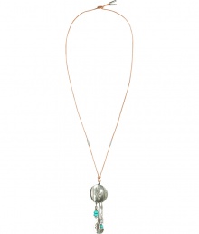 With a stylish Navajo-inspired motif, this boho-chic necklace from Ben-Amun is a new season must-have - Silver-plated pendant with fringe detail and turquoise, leather chain - Pair with denim cut offs, a billowy blouse, and fringe ankle boots With a stylish Navajo-inspired motif, this boho-chic necklace from Ben-Amun is a new season must-have - Silver-plated pendant with fringe detail and turquoise, leather chain - Pair with denim cut offs, a billowy blouse, and fringe ankle boots