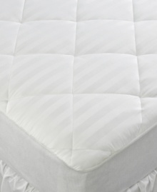 Keep your mattress protected and add an extra layer of plush comfort with this Waterproof mattress pad from Charter Club. Featuring a diamond quilted design with dobby woven stripes and hypoallergenic construction, this pad is sure to keep your mattress well-kept.