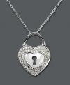 A style she'll keep close to her heart forever. Victoria Townsend's keepsake pendant features a heart-shaped lock dusted with sparkling, round-cut diamonds (1/4 ct. t.w.). Crafted in sterling silver. Approximate length: 18 inches. Approximate drop: 1 inch.