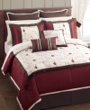 A fresh take on traditional style, the Chester comforter set boasts beautiful vine-and-leaf embroidery in a palette that's perfect for today's rooms. Delicate pleat detailing and border accents frame this comprehensive set with distinction. Also includes coordinating window treatments for a put-together appeal. (Clearance)