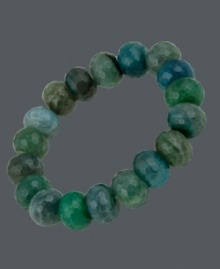 Incorporate style the color of ocean waves. Avalonia Road's destination-inspired stretch bracelet features faceted teal and green agate beads (55-1/10 ct. t.w.). Approximate length: 6-1/2 inches. Approximate width: 1/2 inch. Incorporate style the color of ocean waves. Avalonia Road's destination-inspired stretch bracelet features faceted teal and green agate beads (55-1/10 ct. t.w.). Approximate length: 6-1/2 inches. Approximate width: 1/2 inch.