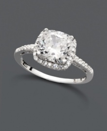 Head-turning sparkle in a second! B. Brilliant's cushion-cut cubic zirconia ring (3-3/4 ct. t.w.) makes a statement in its smooth, sterling silver setting. Size 6, 7, or 8. Head-turning sparkle in a second! B. Brilliant's cushion-cut cubic zirconia ring (3-3/4 ct. t.w.) makes a statement in its smooth, sterling silver setting. Size 6, 7, or 8.